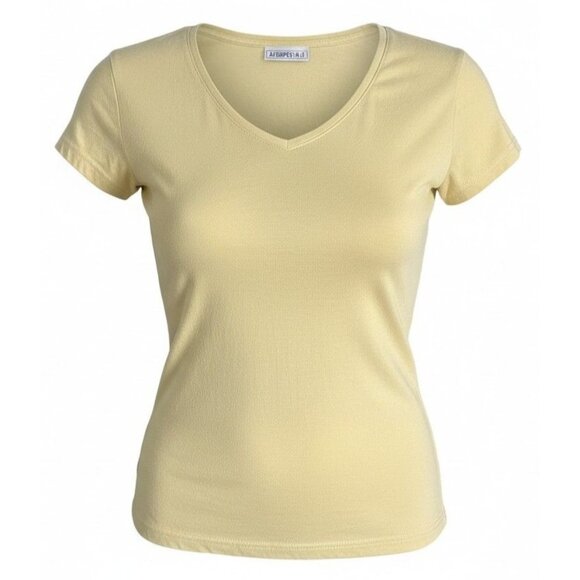 Aeropostale Tops - Aeropostale Womens Yellow V-Neck Tshirt Size Medium Vintage Short Sleeves